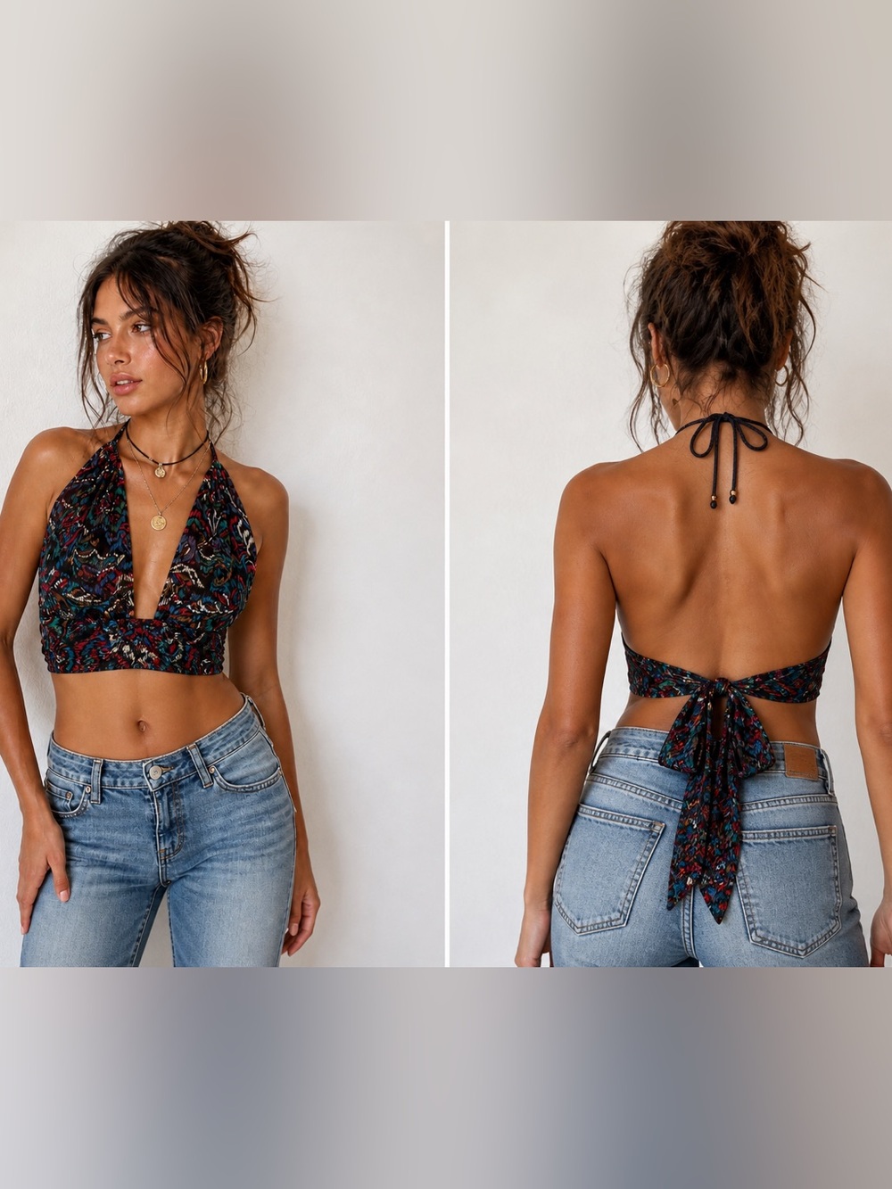 Urban Renewal Multicolor Paisley Halter Camisole